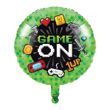 BALLON METALLIQUE ROND JEUX VIDEO 45 CM