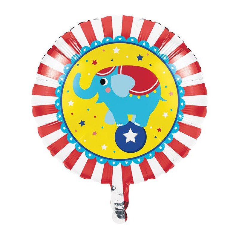 BALLON METALLIQUE ROND ELEPHANT CIRQUE  45 CM 