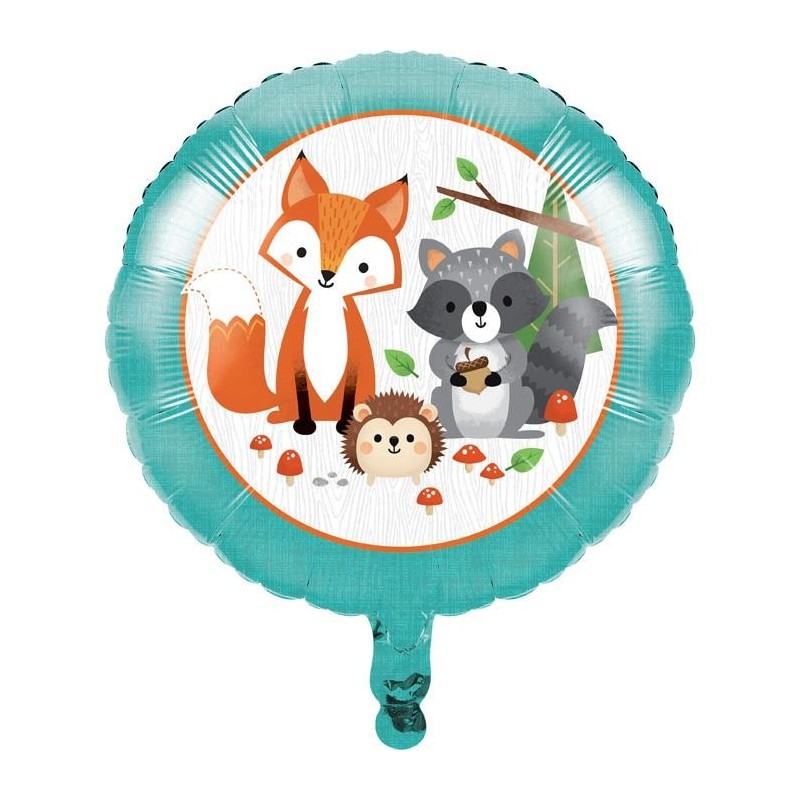 BALLON METALLIQUE ROND ANIMAUX DE LA FORETS 45.7 CM  BALLON METALLIQUE ROND ANIMAUX DE LA FORETS 45.7 CM