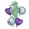 BOUQUET DE 5 BALLONS HIPPOCAMPE ET SIRENE 