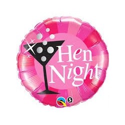 BALLON METALLIQUE ROND ROSE ET NOIR HEN NIGHT EVJF 46 CM 