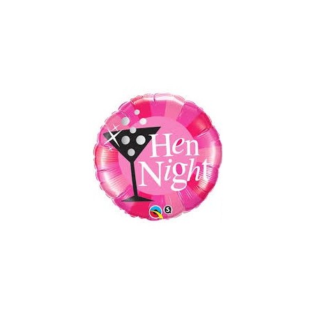 BALLON METALLIQUE ROND ROSE ET NOIR HEN NIGHT EVJF 46 CM 