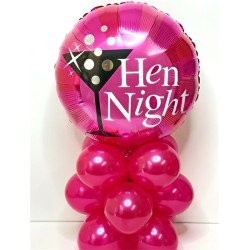 BALLON METALLIQUE ROND ROSE ET NOIR HEN NIGHT EVJF 46 CM 