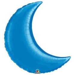 BALLON LUNE METALLIQUE QUALATEX 35" OU 89 CM BLEU SAPHIRE