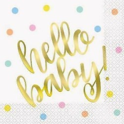 16 SERVIETTES HELLO BABY 33 X 33 CM