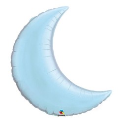 BALLON LUNE METALLIQUE QUALATEX 35" OU 89 CM BLEU CIEL