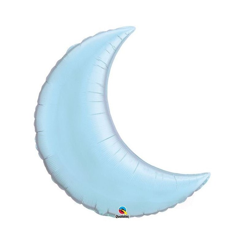 BALLON LUNE METALLIQUE QUALATEX 35" OU 89 CM BLEU CIEL