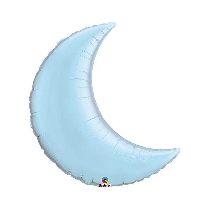 BALLON LUNE METALLIQUE QUALATEX 35" OU 89 CM BLEU CIEL