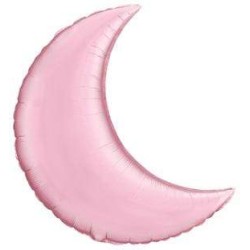 BALLON LUNE METALLIQUE QUALATEX 35" OU 89 CM ROSE PASTEL