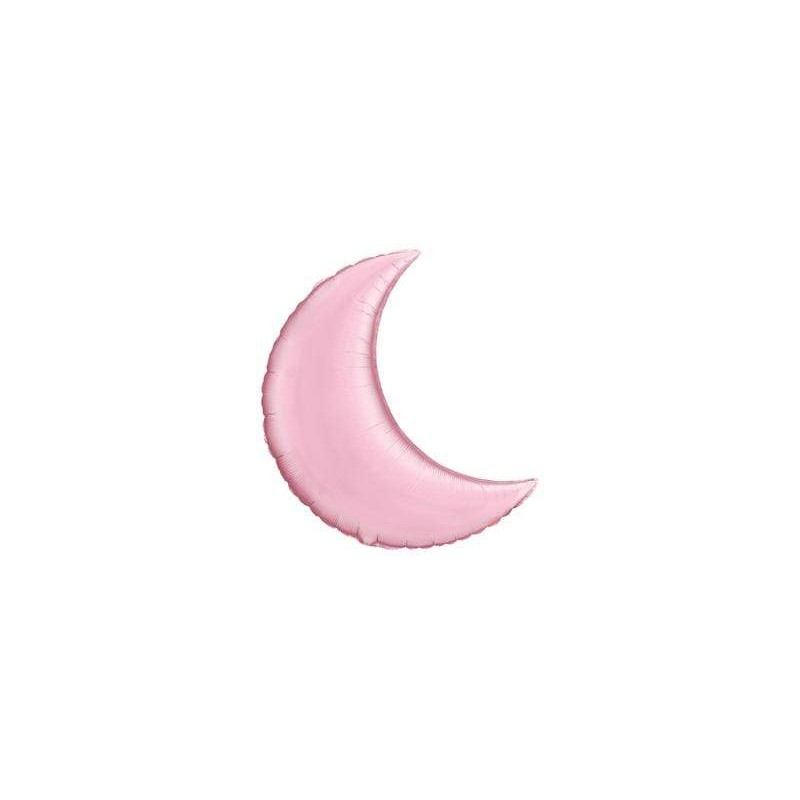 BALLON LUNE METALLIQUE QUALATEX 35" OU 89 CM ROSE PASTEL