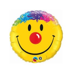 BALLON METALLIQUE ROND SMILEY TETE DE CLOWN 23 CM