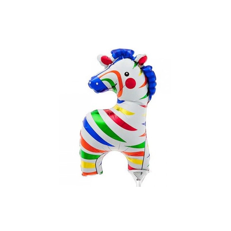 BALLON METALLIQUE ZEBRE MULTICOLORE 35 CM