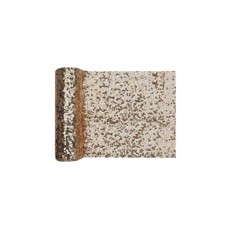 CHEMIN DE TABLE SEQUINS OR 19 CM X 3 METRES 