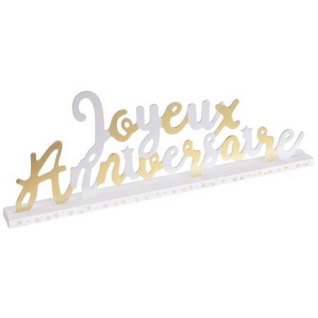 LETTRES JOYEUX ANNIVERSAIRE  OR ET BLANC 33.5 x 4.5 x 12 CM