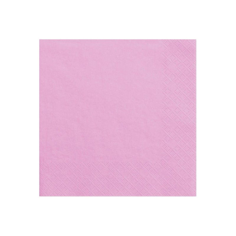 20 SERVIETTES CARRE ROSE 33 X 33 CM 