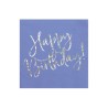 20 SERVIETTES BLEU HAPPY BIRTHDAY ARGENT 33 X 33 CM 