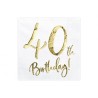 20 SERVIETTES  BLANC 40 TH BIRTHDAY  OR 33 X 33 CM 