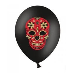 SACHET DE 6 BALLONS NOIR AVEC IMPRIME JOUR DE LA MORT 30 CM 