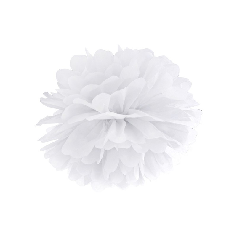 POMPOM BLANC EN PAPIER DE SOIE 35 CM