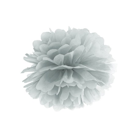 POMPOM ARGENT EN PAPIER DE SOIE 35 CM