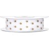 RUBAN SATIN BLANC ETOILES OR 18 MM X 10 M