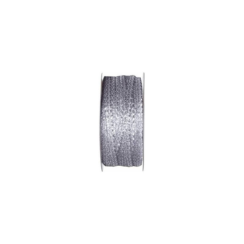 RUBAN TISSU METAL LAITONNE ARGENT  6 MM x 25 M RUBAN TISSU METAL LAITONNE ARGENT  6 MM x 25 M