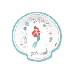4 ASSIETTES LA PETITE SIRENE EN CARTON FORME COQUILLAGE 25.5 X 25.5  CM 