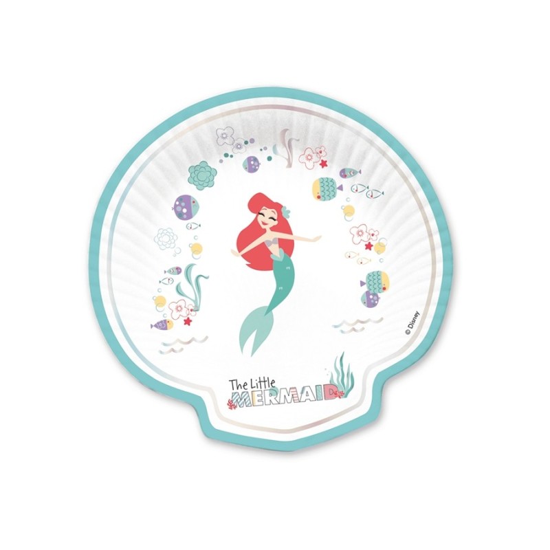 4 ASSIETTES LA PETITE SIRENE EN CARTON FORME COQUILLAGE 25.5 X 25.5  CM  4 ASSIETTES LA PETITE SIRENE EN CARTON FORME COQUILLAGE 25.5 X 25.5  CM
