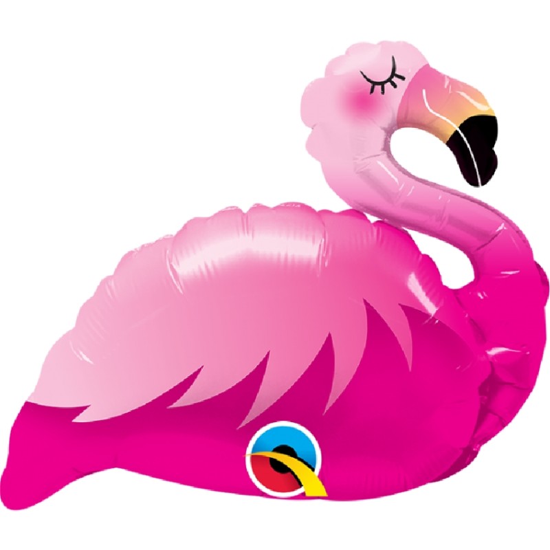 BALLON METALLIQUE FLAMANT ROSE 14"