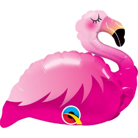 BALLON METALLIQUE FLAMANT ROSE 14"