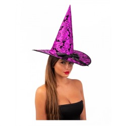 CHAPEAU SORCIERE VIOLET AVEC CHAUVE-SOURIS 