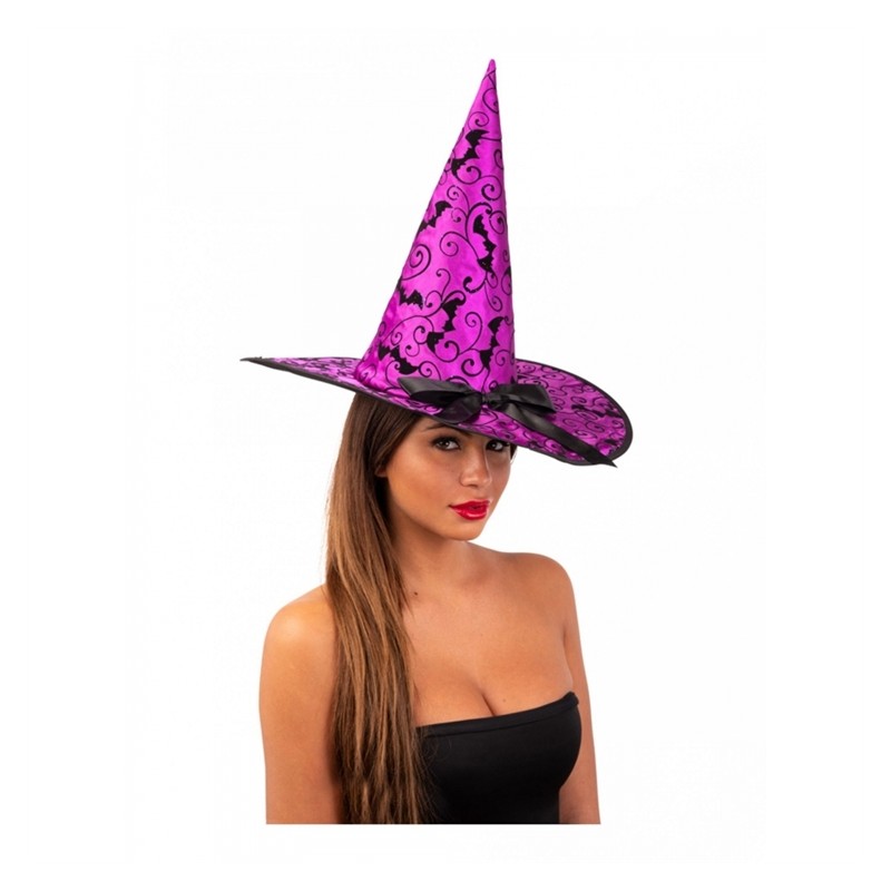 CHAPEAU SORCIERE VIOLET AVEC CHAUVE-SOURIS 