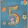 CARTE DOUBLE ANNIVERSAIRE 5 ANS COLL'AGE 18 X 18 CM