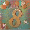 CARTE DOUBLE ANNIVERSAIRE 8 ANS COLL'AGE 18 X 18 CM