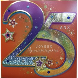 CARTE DOUBLE ANNIVERSAIRE 25 ANS COLL'AGE 18 X 18 CM