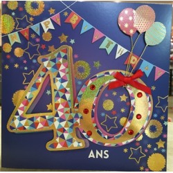 CARTE DOUBLE ANNIVERSAIRE 40 ANS COLL'AGE 18 X 18 CM