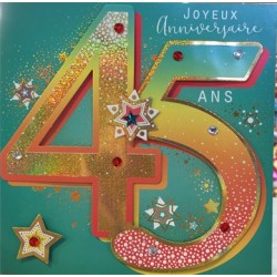 CARTE DOUBLE ANNIVERSAIRE 45 ANS COLL'AGE 18 X 18 CM