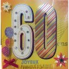 CARTE DOUBLE ANNIVERSAIRE 60 ANS COLL'AGE 18 X 18 CM