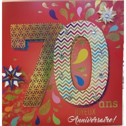 CARTE DOUBLE ANNIVERSAIRE 70 ANS COLL'AGE 18 X 18 CM