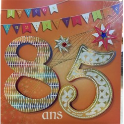 CARTE DOUBLE ANNIVERSAIRE 85 ANS COLL'AGE 18 X 18 CM