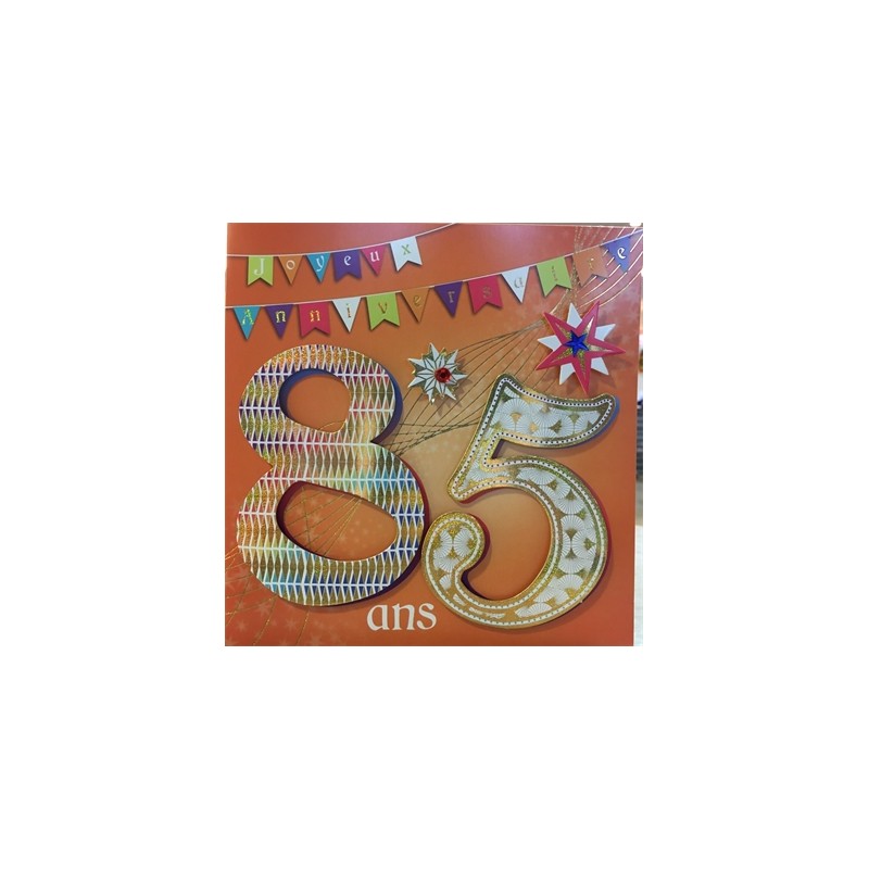 CARTE DOUBLE ANNIVERSAIRE 85 ANS COLL'AGE 18 X 18 CM