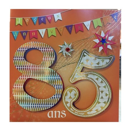 CARTE DOUBLE ANNIVERSAIRE 85 ANS COLL'AGE 18 X 18 CM