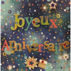 CARTE DOUBLE JOYEUX ANNIVERSAIRE  COLL'AGE 18 X 18 CM