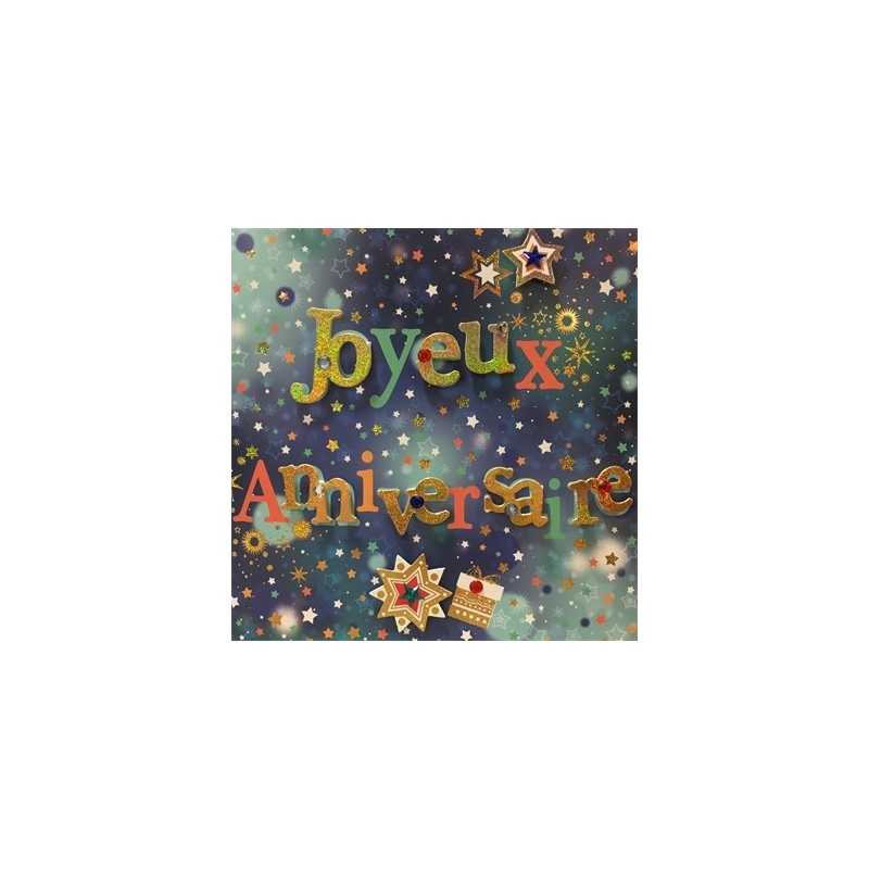 CARTE DOUBLE JOYEUX ANNIVERSAIRE COLL'AGE 18 X 18 CM