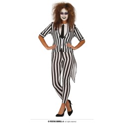 DEGUISEMENT FANTOME BLANC ET NOIR - BEETLE JUICE FEMME TAILLE S 