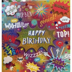 CARTE DOUBLE JOYEUX ANNIVERSAIRE  COLL'AGE 18 X 18 CM