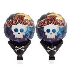 BALLON METALLIQUE 5'' HAPPY HALLOWEEN TETE DE MORT 