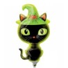 BALLON METALLIQUE 23 CM CHAT VERT AVEC CHAPEAU 