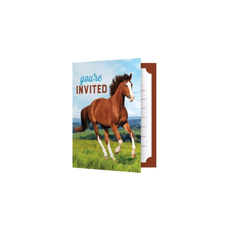 8 INVITATIONS CHEVAUX