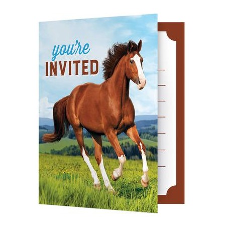 8 INVITATIONS CHEVAUX